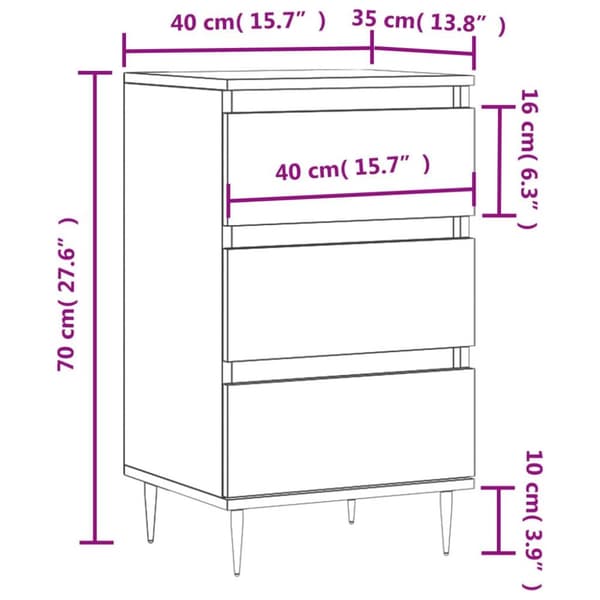 vidaXL Skjenk betonggrå 40x35x70 cm konstruert tre