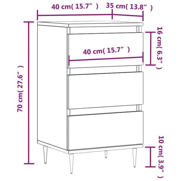 vidaXL Skjenk hvit 40x35x70 cm konstruert tre