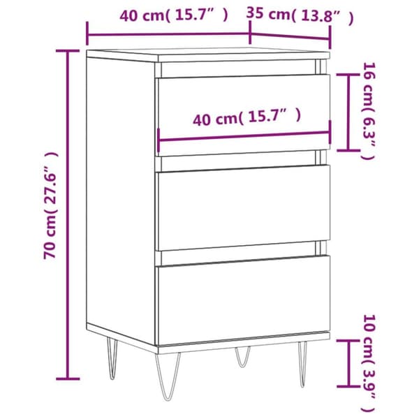 vidaXL Skjenk svart 40x35x70 cm konstruert tre