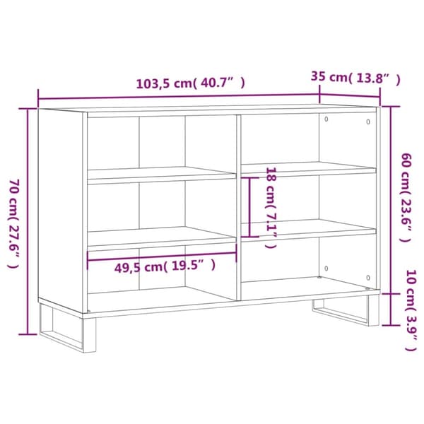 vidaXL Skjenk grå sonoma 103,5x35x70 cm konstruert tre