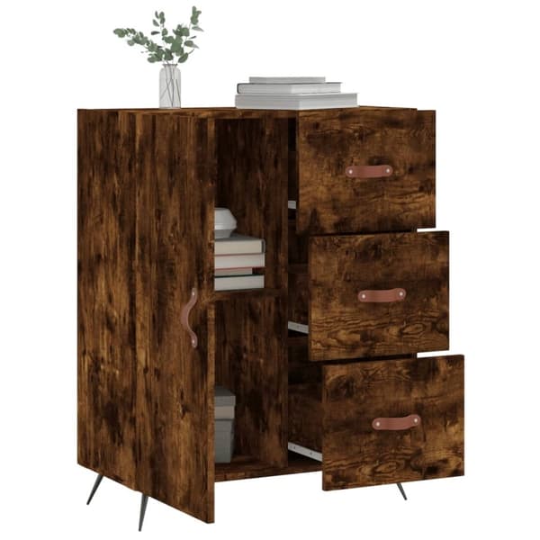 vidaXL Skjenk røkt eik 69,5x34x90 cm konstruert tre