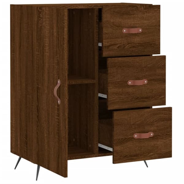 vidaXL skænk 69,5x34x90 cm konstrueret træ brun egetræsfarve