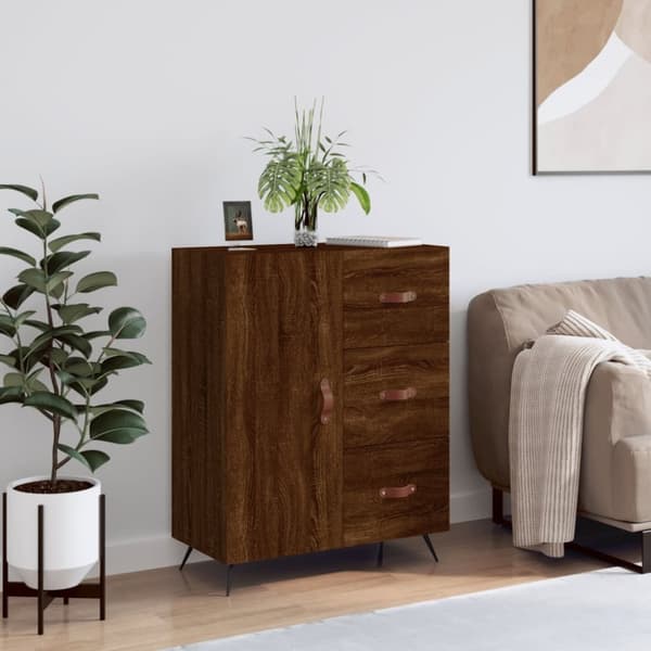 vidaXL skænk 69,5x34x90 cm konstrueret træ brun egetræsfarve