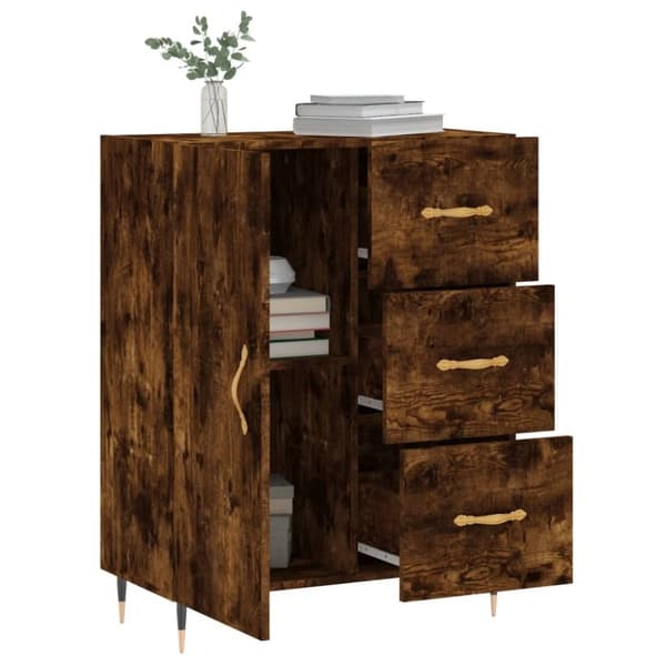 vidaXL Skjenk røkt eik 69,5x34x90 cm konstruert tre