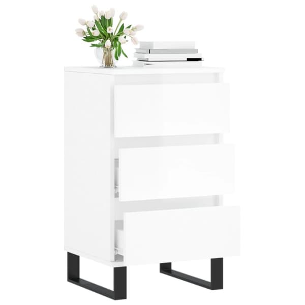 vidaXL Byrå vit högglans 40x35x70 cm konstruerat trä