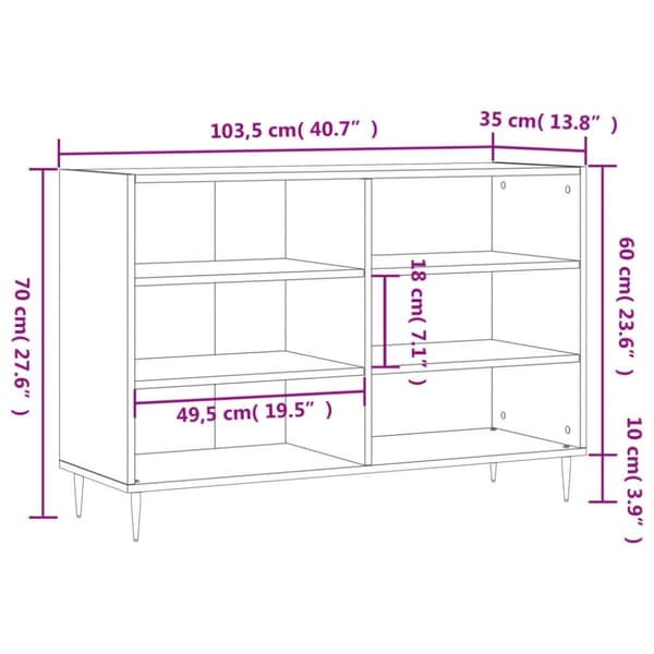 vidaXL Senkki harmaa Sonoma 103,5x35x70 cm tekninen puu