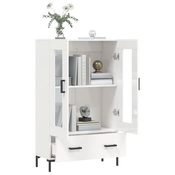 vidaXL Highboard høyglans hvit 69,5x31x115 cm konstruert tre