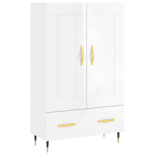 vidaXL Kaappi korkeakiilto valkoinen 69,5x31x115 cm tekninen puu