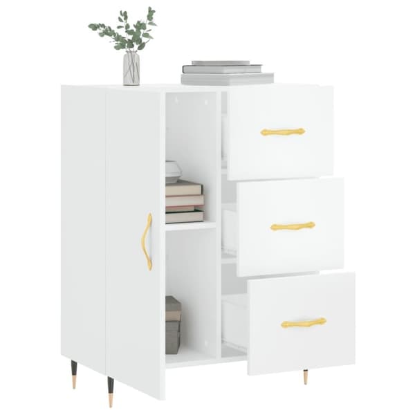 vidaXL skænk 69,5x34x90 cm konstrueret træ hvid højglans