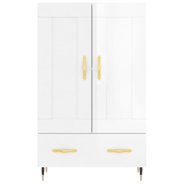 vidaXL Highboard høyglans hvit 69,5x31x115 cm konstruert tre
