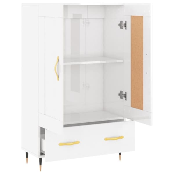 vidaXL Highboard høyglans hvit 69,5x31x115 cm konstruert tre