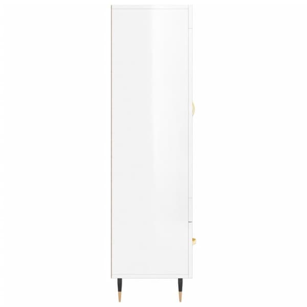 vidaXL Highboard høyglans hvit 69,5x31x115 cm konstruert tre
