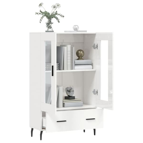 vidaXL Högskåp vit högglans 69,5x31x115 cm konstruerat trä