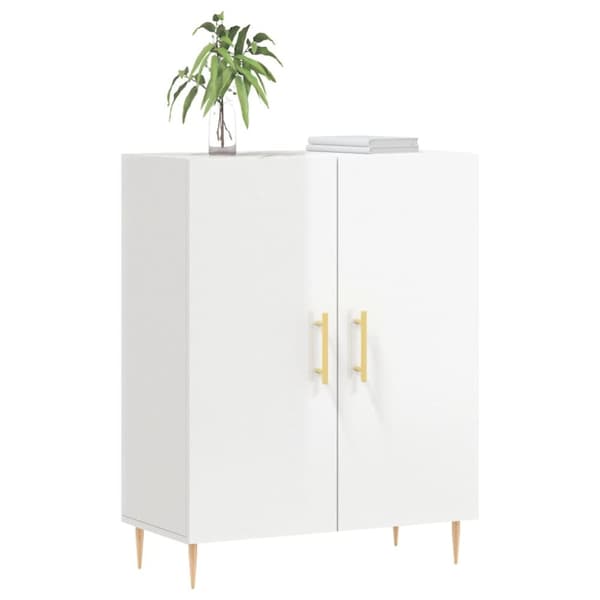 vidaXL skænk 69,5x34x90 cm konstrueret træ hvid højglans