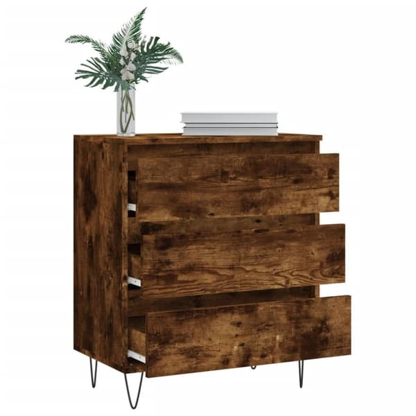 vidaXL Byrå rökfärgad ek 60x35x70 cm konstruerat trä