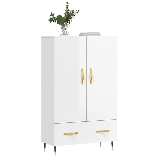 vidaXL Högskåp vit högglans 69,5x31x115 cm konstruerat trä