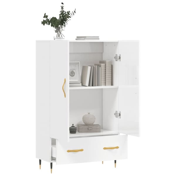 vidaXL Högskåp vit högglans 69,5x31x115 cm konstruerat trä