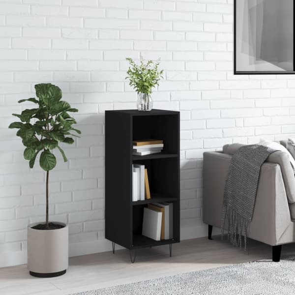 vidaXL skænk 34,5x32,5x90 cm konstrueret træ sort