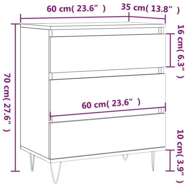 vidaXL Senkki betoninharmaa 60x35x70 cm tekninen puu