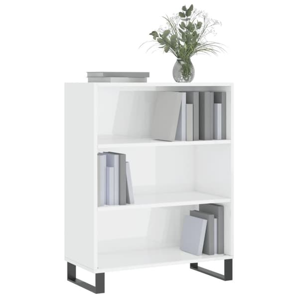 vidaXL Hylle høyglans hvit 69,5x32,5x90 cm konstruert tre