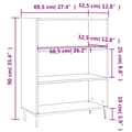Miniatyrbilde 9 av 10: vidaXL Hylle svart 69,5x32,5x90 cm konstruert tre