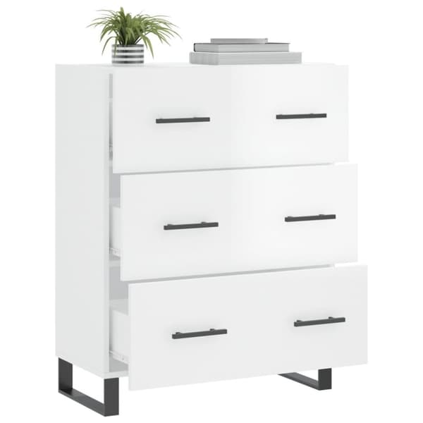 vidaXL Skänk vit högglans 69,5x34x90 cm konstruerat trä