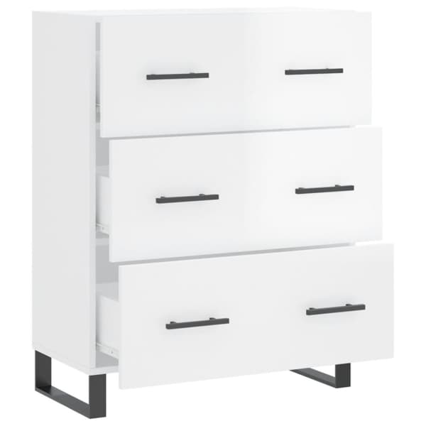 vidaXL Skänk vit högglans 69,5x34x90 cm konstruerat trä
