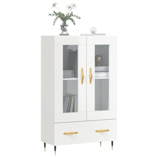 vidaXL skab 69,5x31x115 cm konstrueret træ hvid højglans
