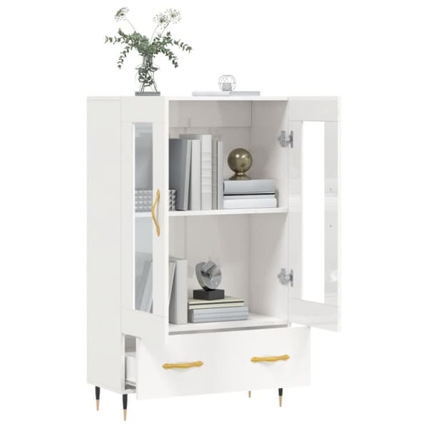 vidaXL skab 69,5x31x115 cm konstrueret træ hvid højglans