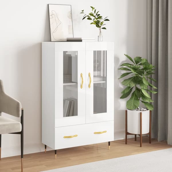 vidaXL skab 69,5x31x115 cm konstrueret træ hvid højglans