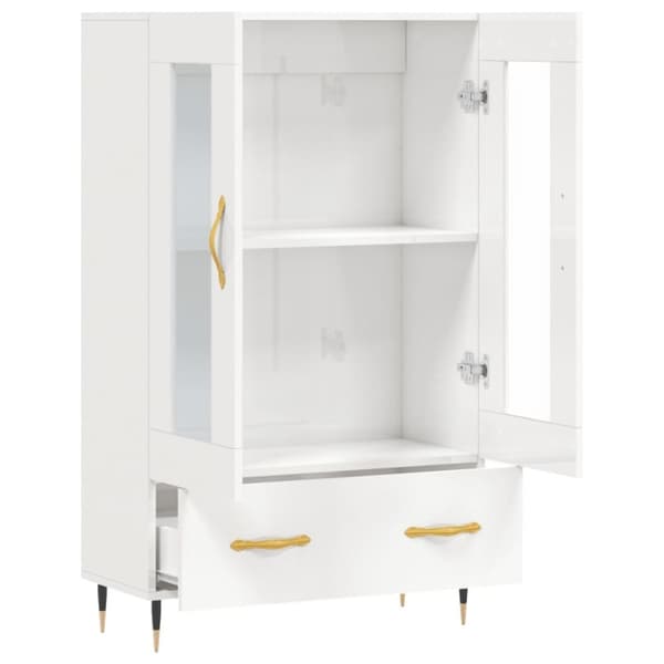 vidaXL Högskåp vit högglans 69,5x31x115 cm konstruerat trä