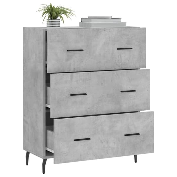 vidaXL Skänk betonggrå 69,5x34x90 cm konstruerat trä