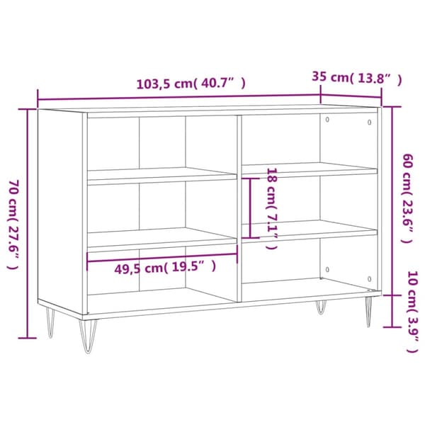 vidaXL Skänk svart 103,5x35x70 cm konstruerat trä