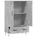 Miniatyrbilde 5 av 11: vidaXL Highboard betonggrå 69,5x31x115 cm konstruert tre