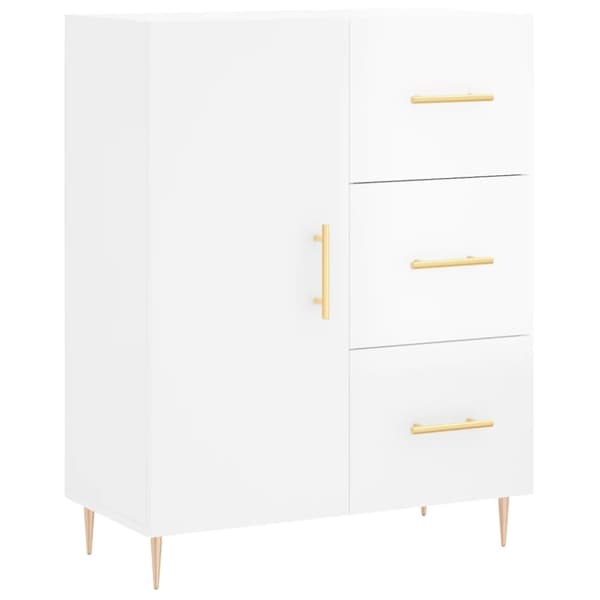 vidaXL Skjenk høyglans hvit 69,5x34x90 cm konstruert tre