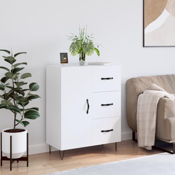 vidaXL skænk 69,5x34x90 cm konstrueret træ hvid