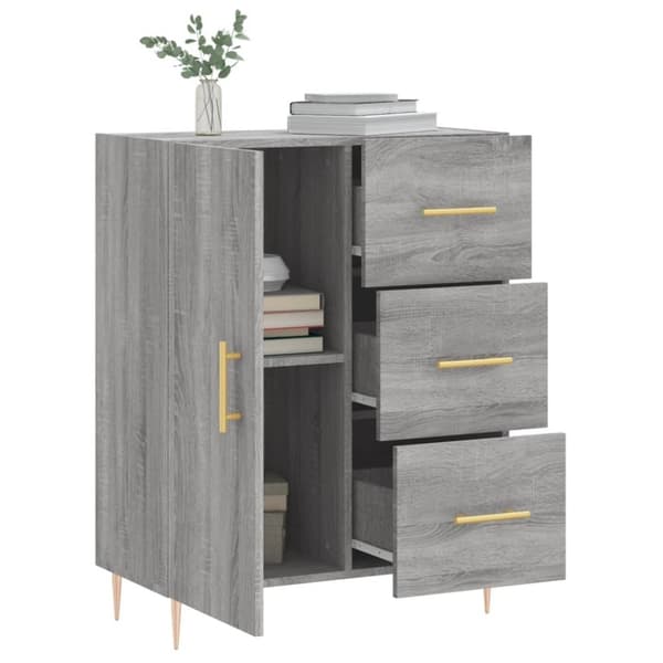 vidaXL skænk 69,5x34x90 cm konstrueret træ grå sonoma-eg