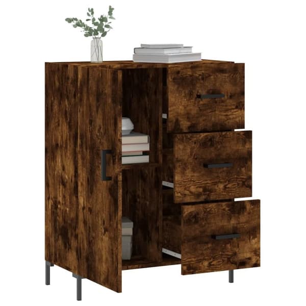 vidaXL Skänk rökfärgad ek 69,5x34x90 cm konstruerat trä