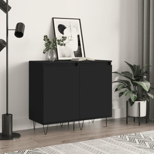vidaXL skænke 2 stk. 40x35x70 cm konstrueret træ sort