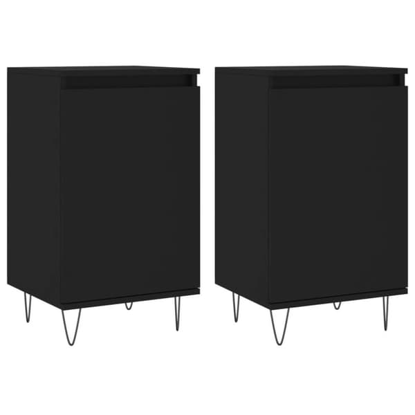 vidaXL Skjenk 2 stk svart 40x35x70 cm konstruert tre