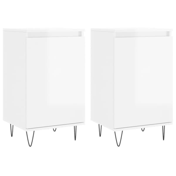 vidaXL Byråer 2 st vit högglans 40x35x70 cm konstruerat trä