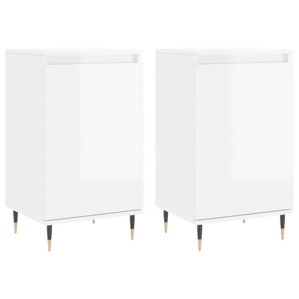 vidaXL skænke 2 stk. 40x35x70 cm konstrueret træ hvid højglans