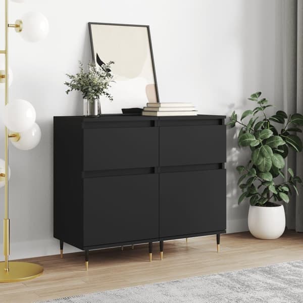 vidaXL Skjenk 2 stk svart 40x35x70 cm konstruert tre