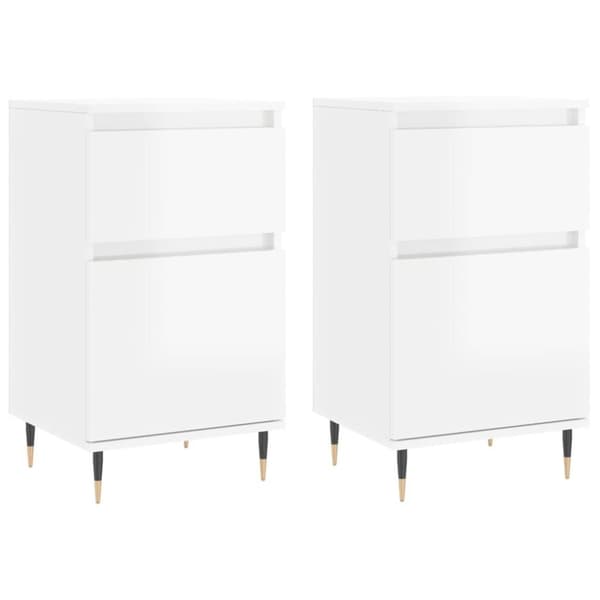 vidaXL Byråer 2 st vit högglans 40x35x70 cm konstruerat trä