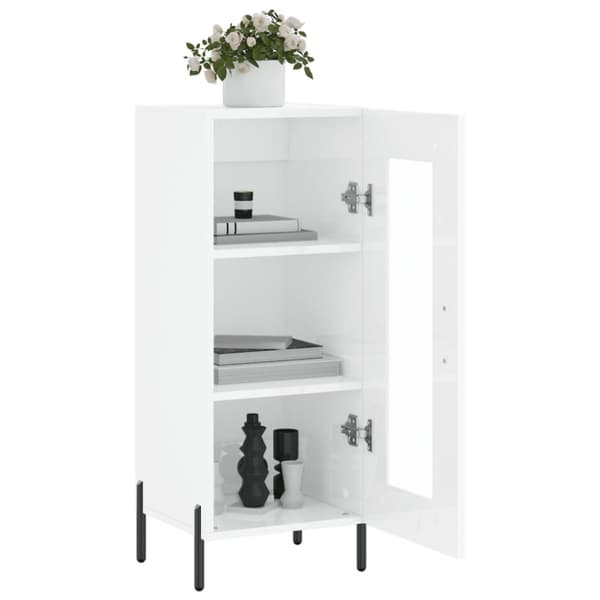 vidaXL skænk 34,5x34x90 cm konstrueret træ hvid højglans