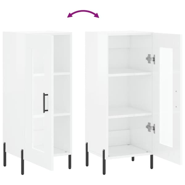 vidaXL skænk 34,5x34x90 cm konstrueret træ hvid højglans