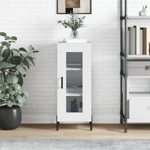 vidaXL skænk 34,5x34x90 cm konstrueret træ hvid højglans