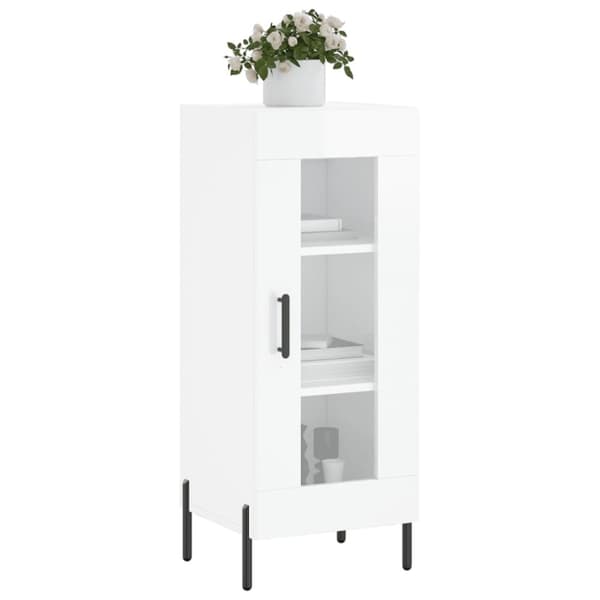 vidaXL skænk 34,5x34x90 cm konstrueret træ hvid højglans