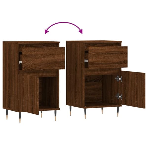 vidaXL Skjenker 2 stk brun eik 40x35x70 cm konstruert tre