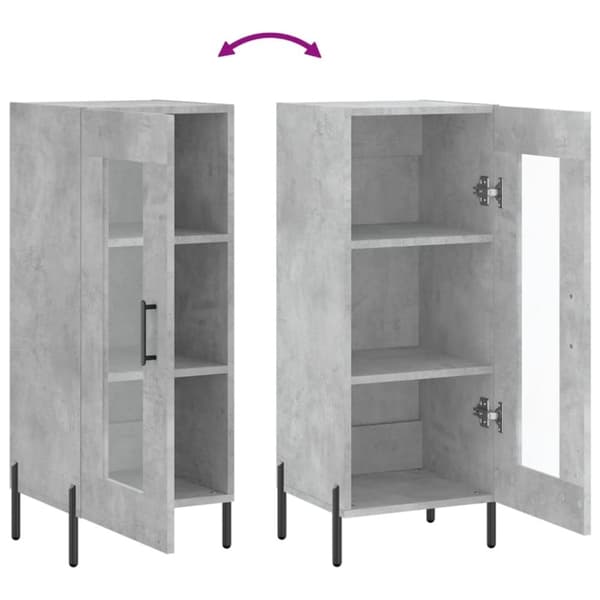 vidaXL Skjenk betonggrå 34,5x34x90 cm konstruert tre